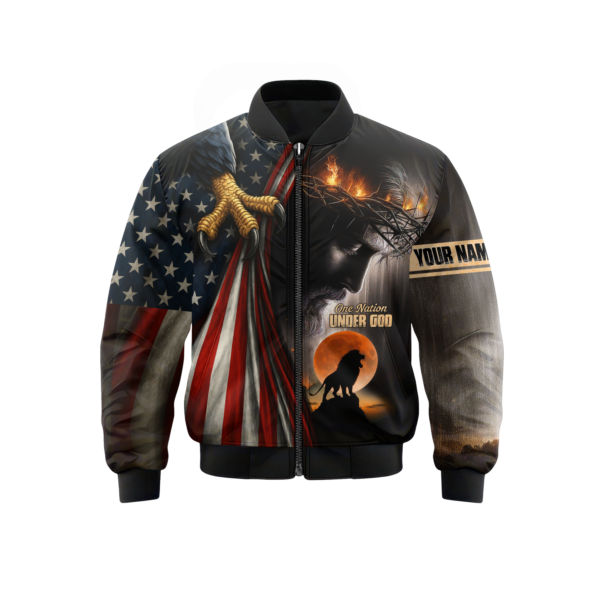 One Nation Under God Christian - American Flag Eagle Cross Zip Up - Patriotic Faith in Jesus Christ by Easychoo, image 9