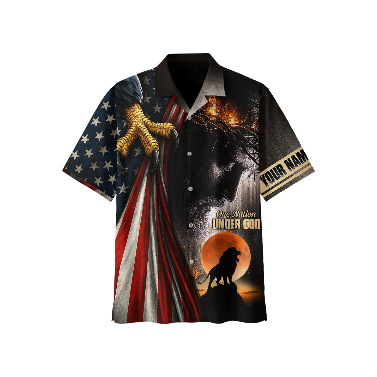 One Nation Under God Christian - American Flag Eagle Cross Zip Up - Patriotic Faith in Jesus Christ by Easychoo