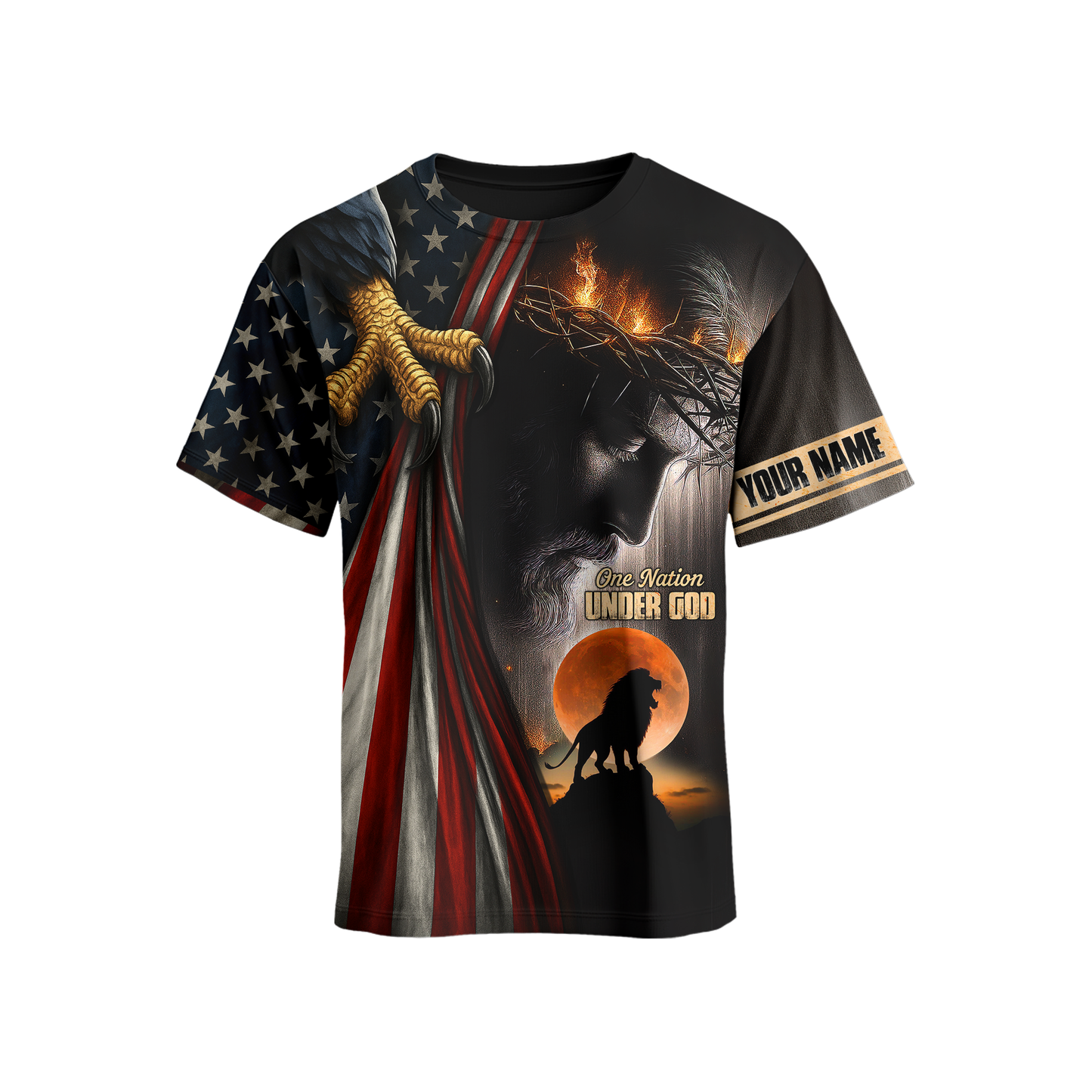 One Nation Under God Christian - American Flag Eagle Cross Zip Up - Patriotic Faith in Jesus Christ by Easychoo