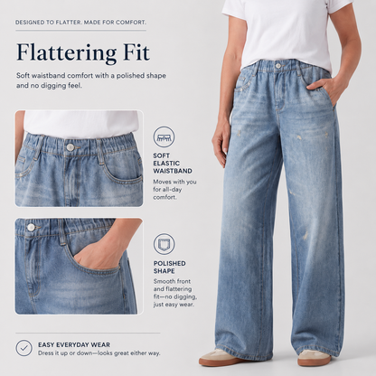 Beorah™  Denim Print French Terry Cotton Impossible Jeans