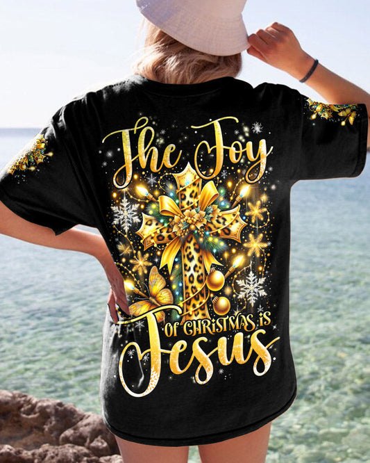 The Joy Of Christmas Is Jesus Women's All-Over Print Y-Back Black Yellow T-shirt by Easychoo