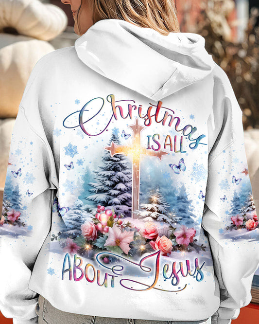 Christmas Is All About Jesus Women's All-Over Print Y-Back Blue White T-shirt by Easychoo, style YHLN1910232