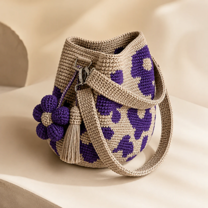 Flower Bag - Handmade Boho Bucket Bag for Women