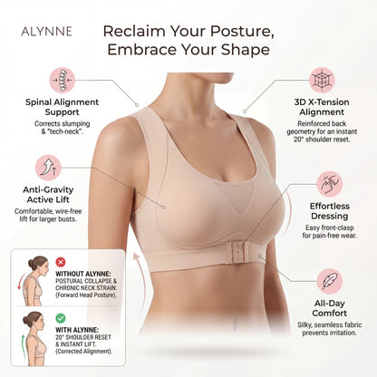 Cross Back Front Closure Wireless Posture Support Bra