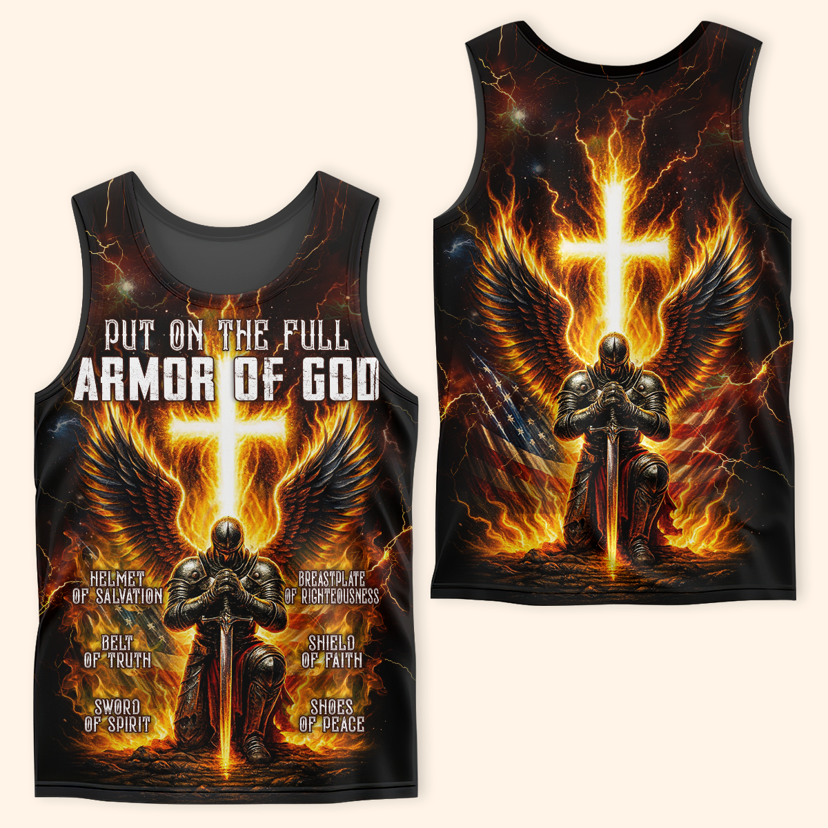 Armor of God - Christian Warrior Zip Up with Cross and Bible Verse Design Zip Hoodie by Easychoo, image 7
