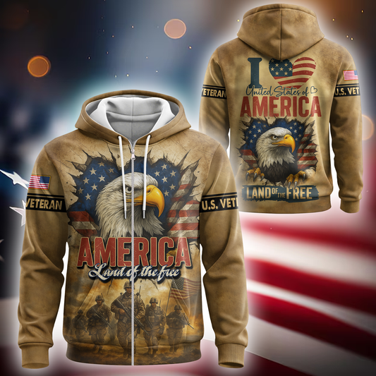U.S. Veteran - America Land of Patriotic Eagle and Hoodie by Easychoo