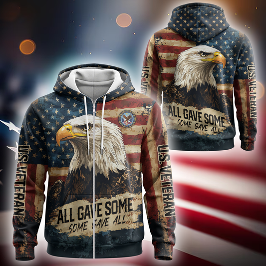 American Flag Veteran - Patriotic Eagle All Gave Some Design Hoodie by Easychoo