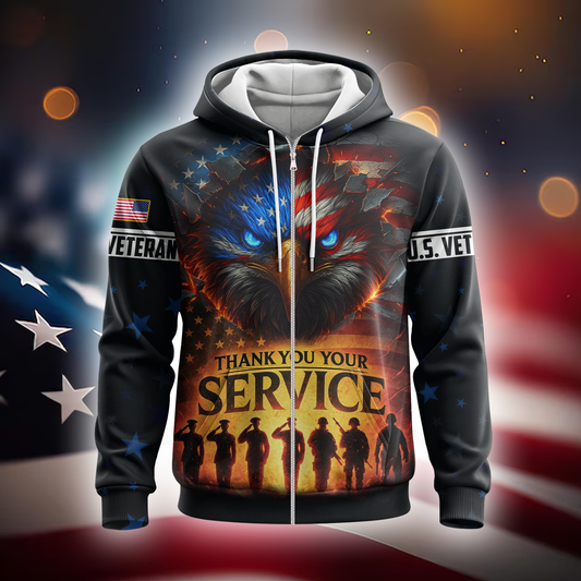 American Eagle - Thank You For Your Service Veteran Hoodie by Easychoo